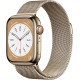 Apple Watch Series 8 [GPS + Cellular 45 mm] Akıllı Saat, Altın Rengi Paslanmaz Çelik Kasa ve Altın Rengi Milano Loop Akıllı Saat