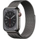 Apple Watch Series 8 GPS+Cellular 45mm Paslanmaz Çelik Kasa ve Grafit Milano Loop Grafit Akıllı Saat