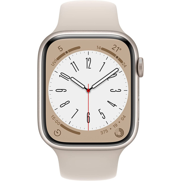 Apple Watch Series 8 GPS 41mm Alüminyum Kasa ve Standart Spor Kordon Yıldız Işığı Akıllı Saat