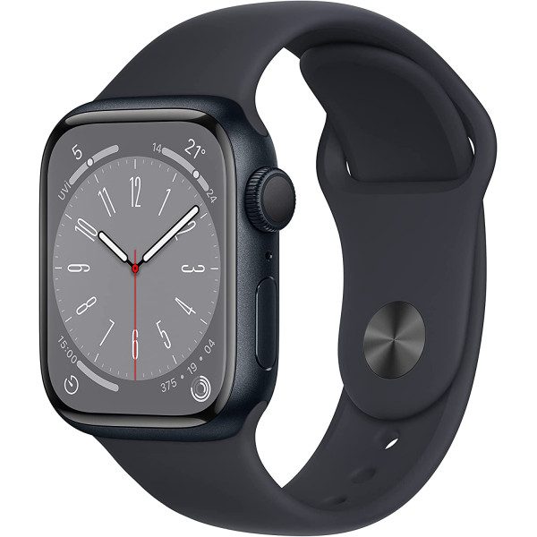 Apple Watch Series 8 GPS Alüminyum Kasa 41mm ve Standart Boy Spor Kordon Gece Yarısı