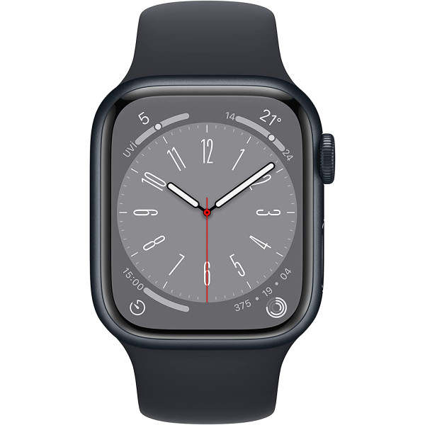 Apple Watch Series 8 GPS+Cellular Alüminyum Kasa 45mm ve Standart Boy Spor Kordon Gece Yarısı