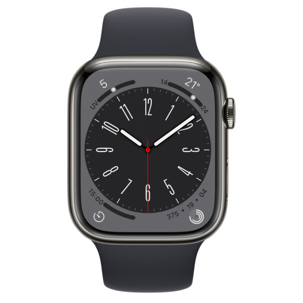 Apple Watch Series 8 Gps+Cellular 41mm Paslanmaz Çelik Kasa ve Standart Spor Kordon 