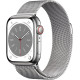 Apple Watch Series 8 GPS+Cellular 45mm Paslanmaz Çelik Kasa ve Milano Loop Gümüş Akıllı Saat