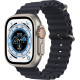 Apple Watch Ultra Titanyum Kasa ve Gece Yarısı Ocean Kordon Akıllı Saat
