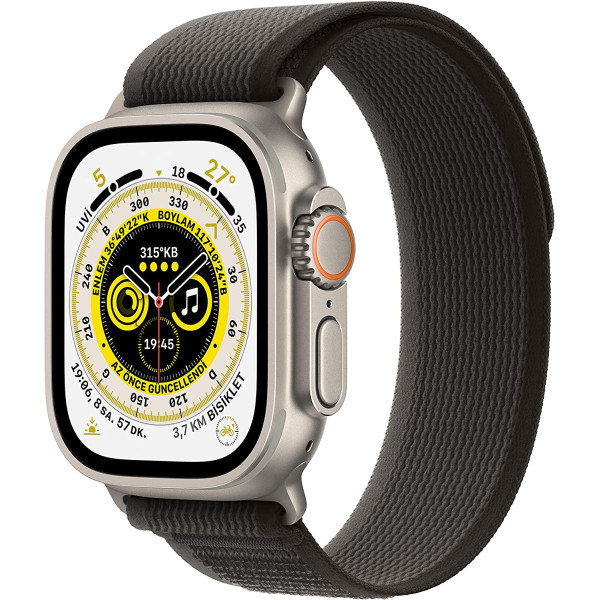 Apple Watch Ultra GPS+Cellular Titanyum Kasa ve Siyah Gri Trail Loop S/M Kayış Akıllı Saat