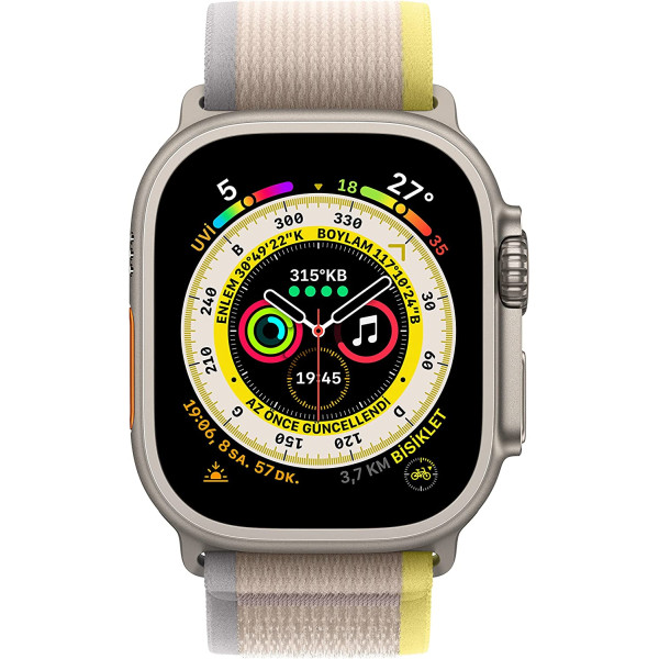 Apple Watch Ultra GPS+Cellular  Titanyum Kasa ve Sarı/Bej Trail Loop Akıllı Saat S/M Kayış Akıllı Saat